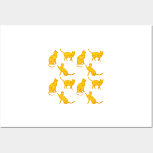 Golden cats-White Posters and Art